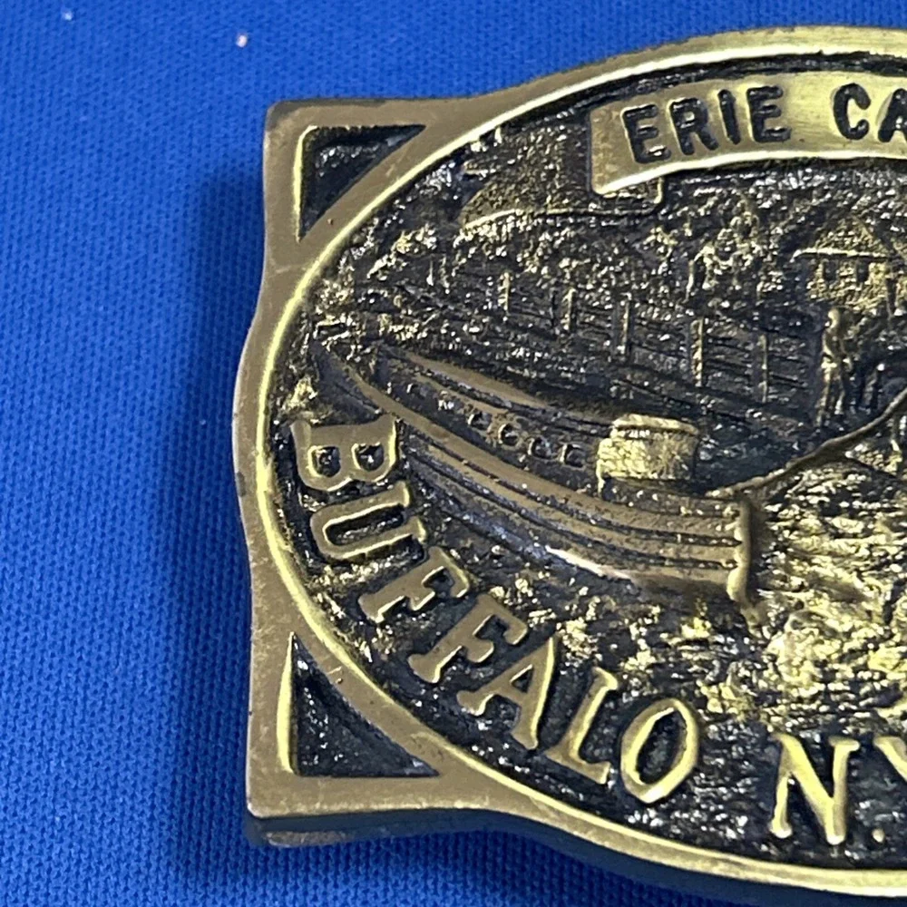 Erie Canal Buffalo NY State Solid Brass Belt‎ Buckle Heritage Mint Vintage 1981